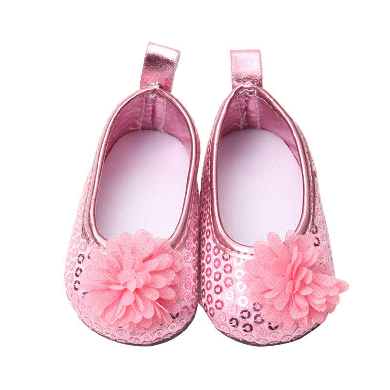Sequin Flower Slip-On Flats for 18" Dolls