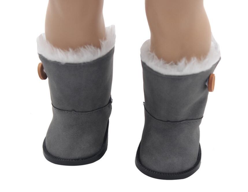 Dark Gray Fur-Lined Snow Boots for 18" Doll - Winter Doll Shoes
