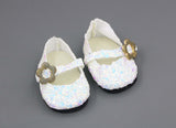White Sequin Mary Jane Flats made for 18'' doll shoes