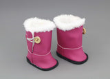 Bright Pink Fur-Lined Snow Boots for 18"  Dolls - Winter Doll Shoes