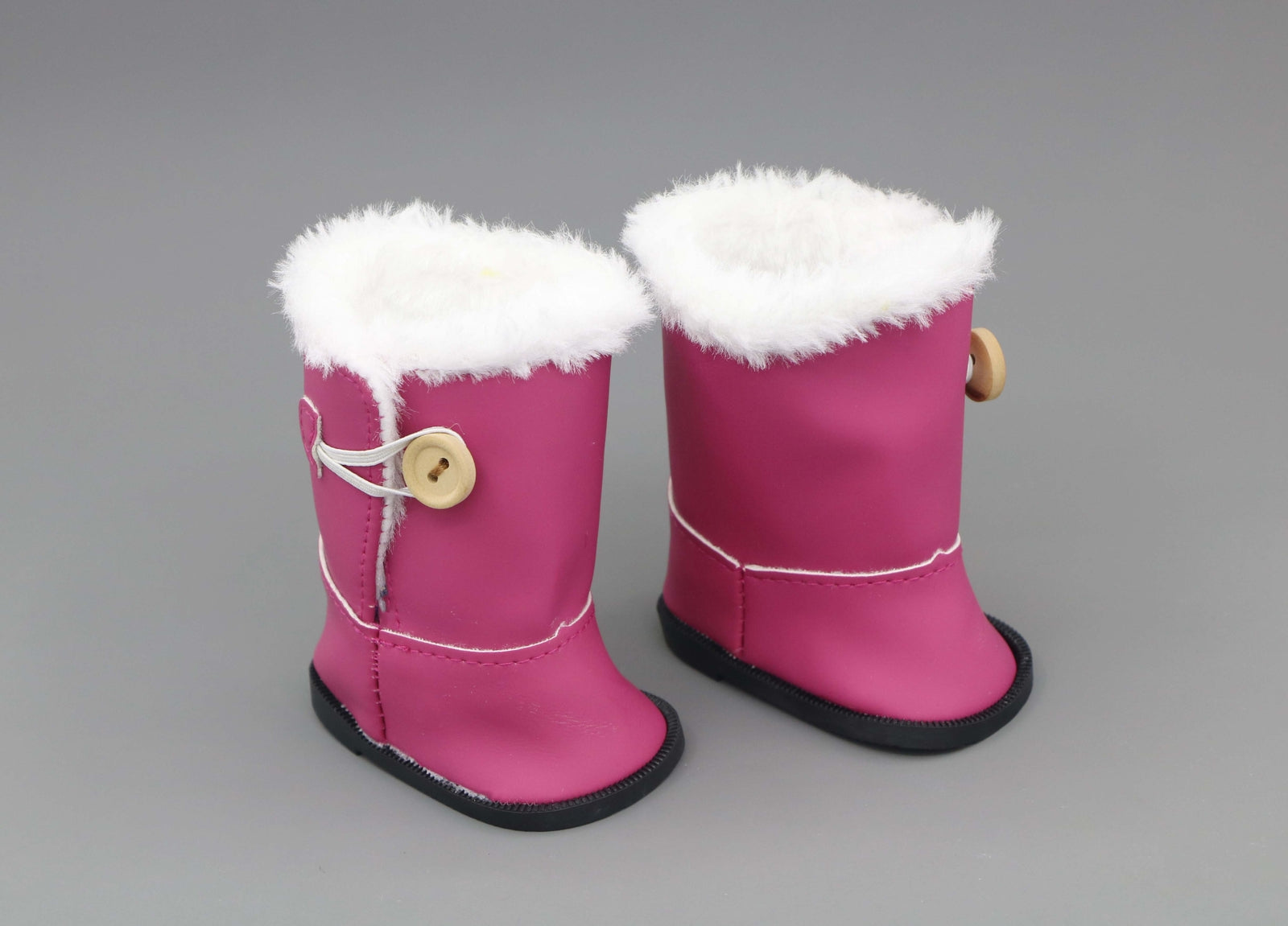 Bright Pink Fur-Lined Snow Boots for 18"  Dolls - Winter Doll Shoes