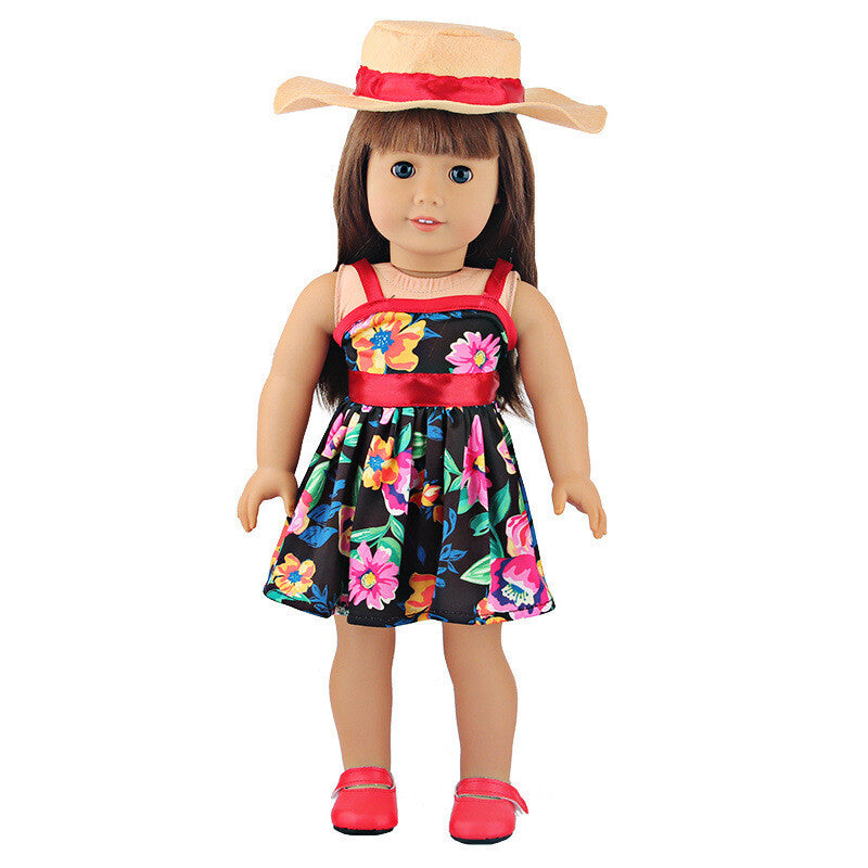 Floral Print Summer Dress & Sun Hat Set | 18" Doll