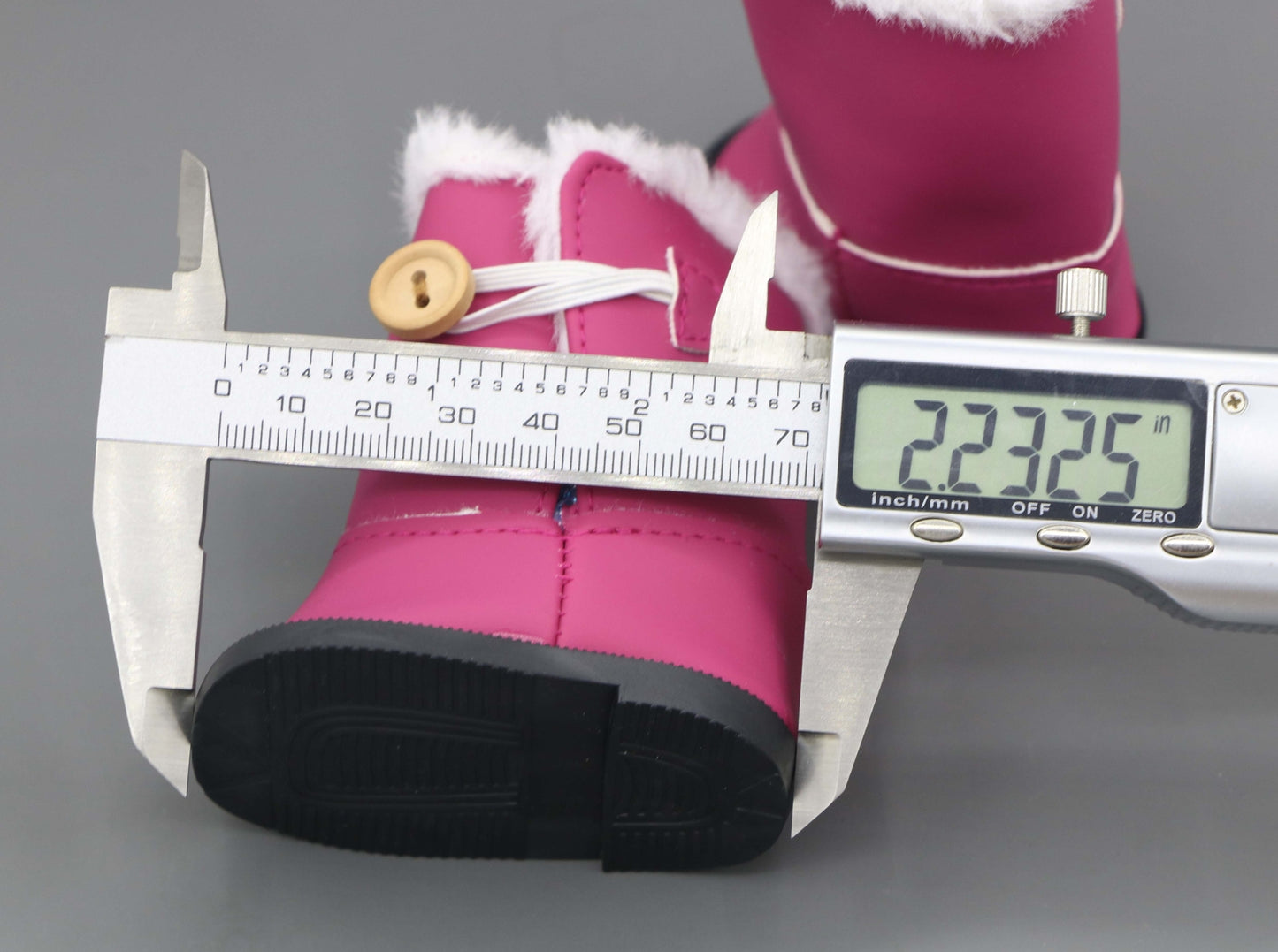 Bright Pink Fur-Lined Snow Boots for 18"  Dolls - Winter Doll Shoes