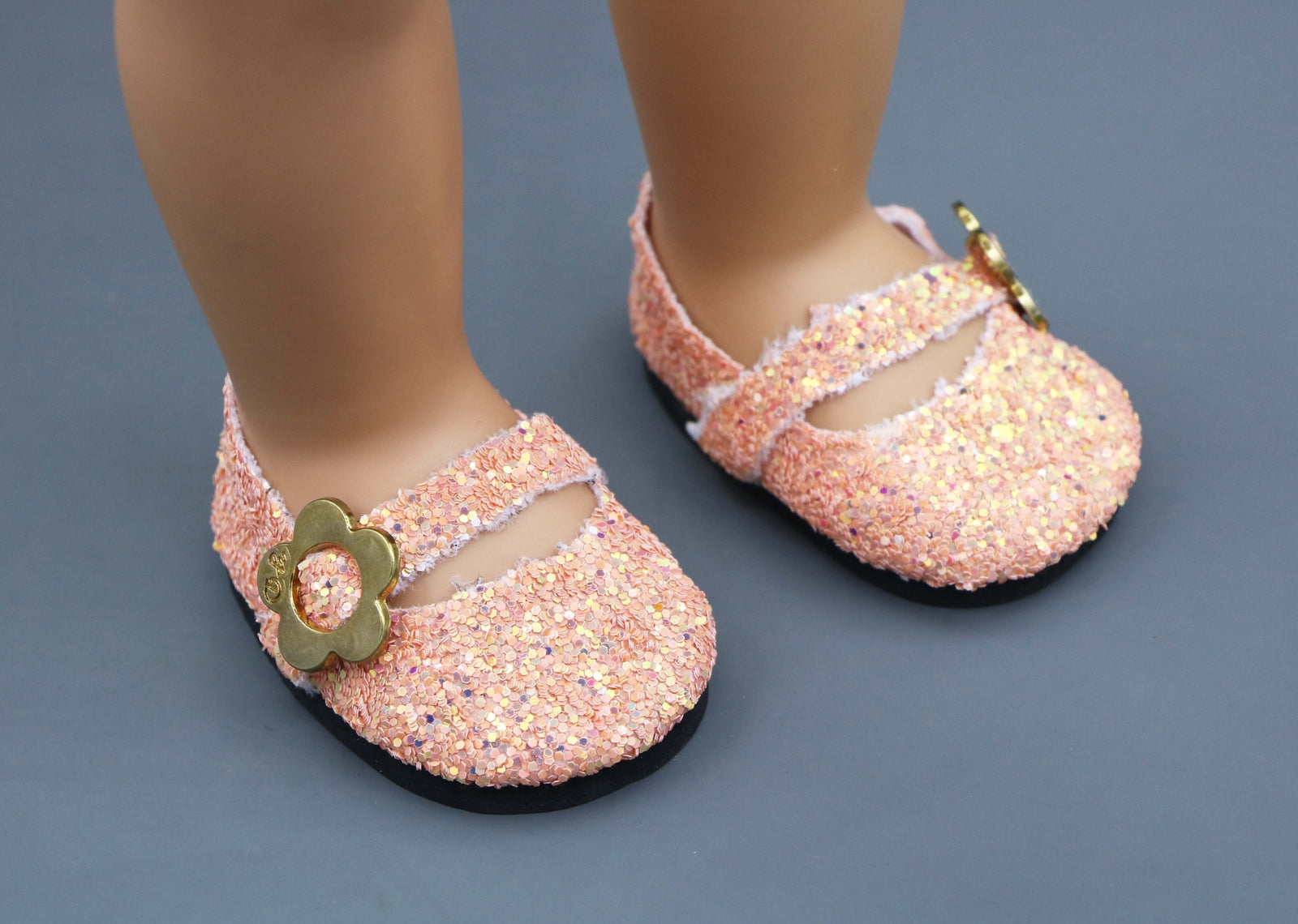 Pink Sequin Mary Jane Flats made for 18'' doll shoes