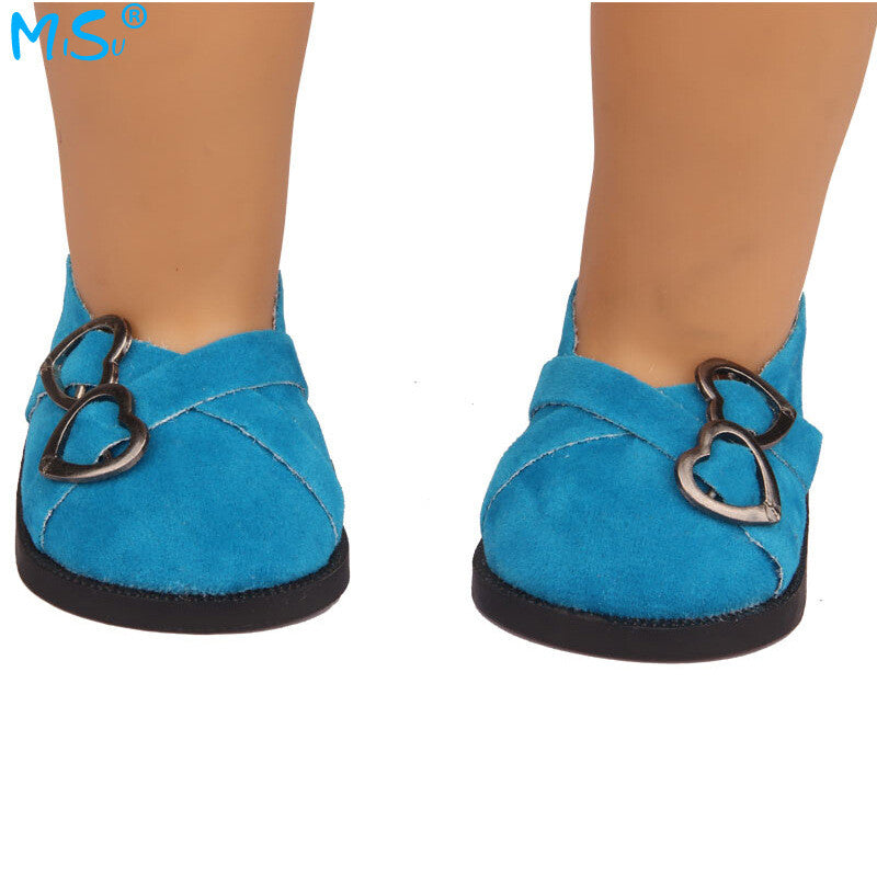 Faux Suede Double Heart Flats for 18" Dolls (Multiple Colors)