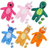 Animal Onesie Pajamas & Slippers for 18" Dolls Sleepover Clothes