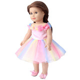 Pink Rainbow Butterfly Mesh Party Dress | 18" Doll Outfit