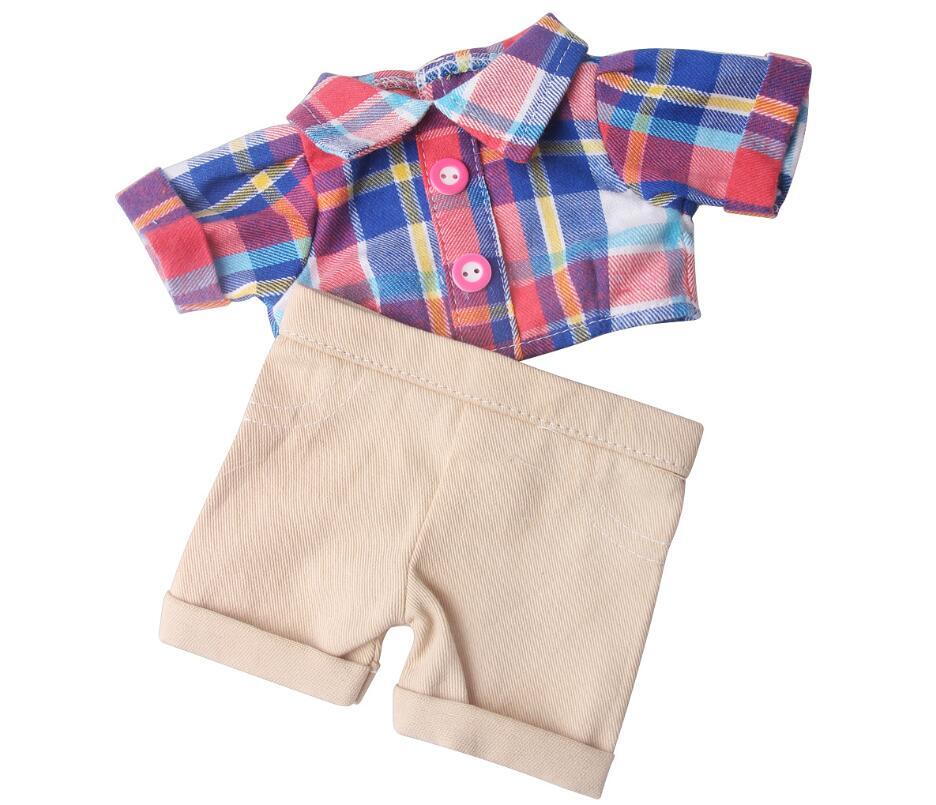Plaid Shirt & Khaki Shorts Outfit | 18'' Doll