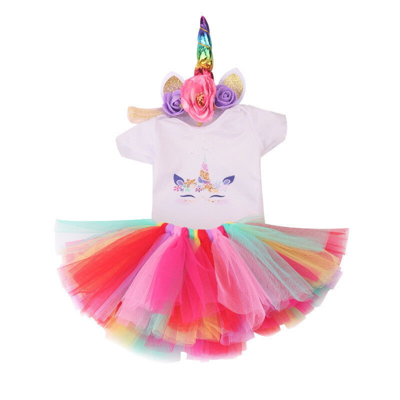 Unicorn Rainbow Tulle Skirt Outfit | 18'' Doll