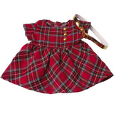 Checkered dress & belt made for 18'' doll outfit party clothes
