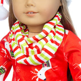 18" Doll Christmas Dress Outfit Set with Hat & Scarf (3 Styles)