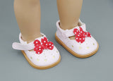 Pink Bow Accent White Flats for 18" shoes