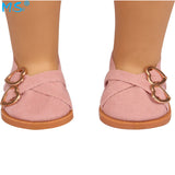 Faux Suede Double Heart Flats for 18" Dolls (Multiple Colors)