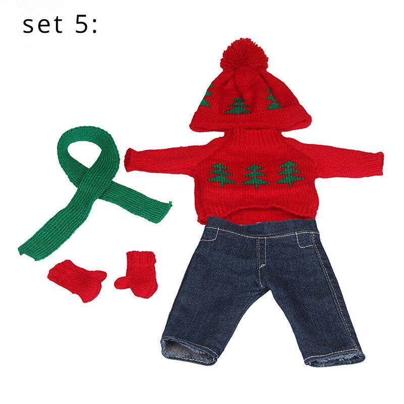 Christmas Skating Outfit Set for 18" Dolls Winter Clothes