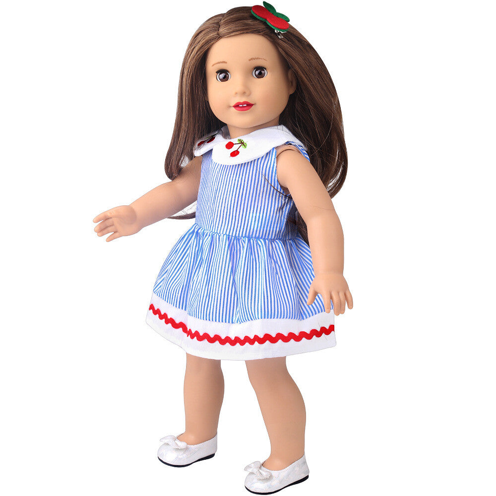 Cherry Print Dress & Hairpin Set for 18" Doll outfit