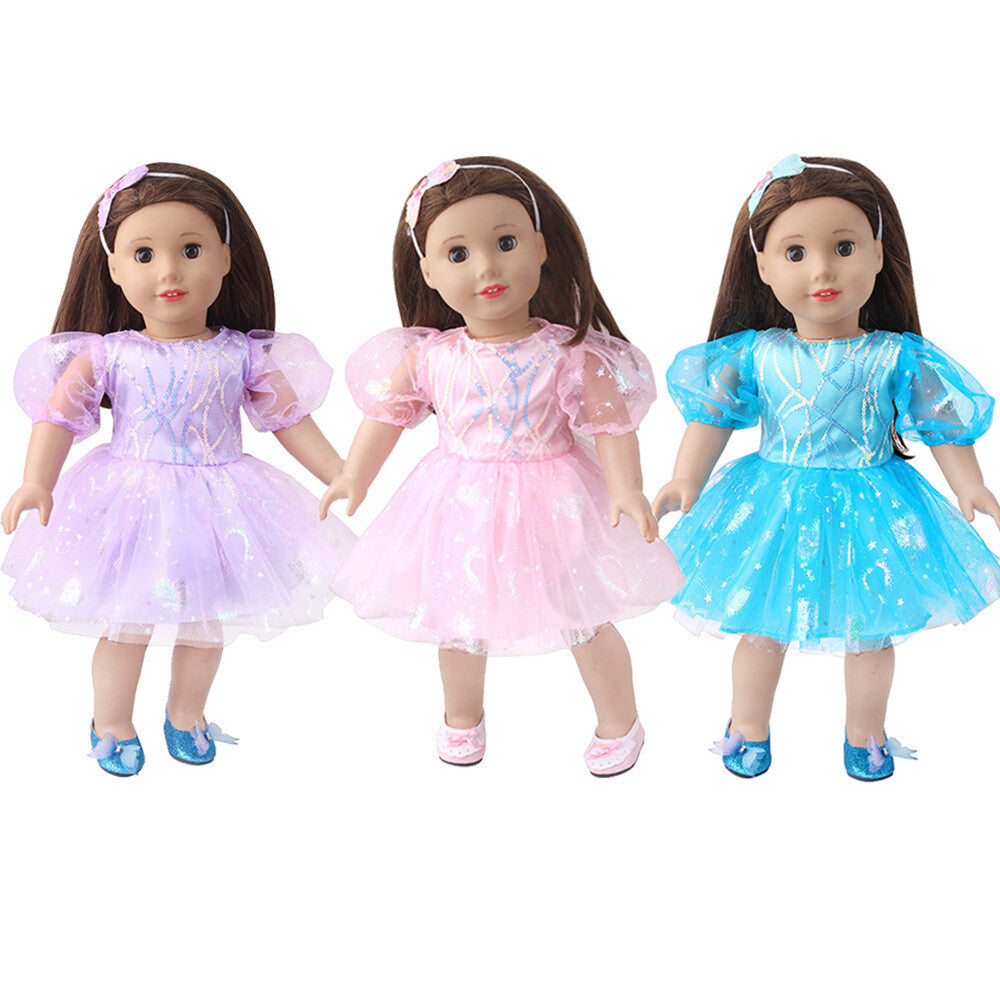 Bubble-Sleeve Party Dress & Headband Set | 18'' Doll
