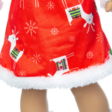 18" Doll Christmas Dress Outfit Set with Hat & Scarf (3 Styles)