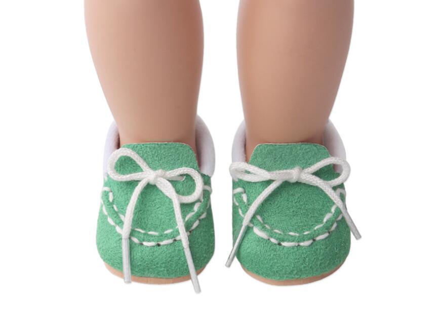 Cute green cotton shoes made for 18'' doll