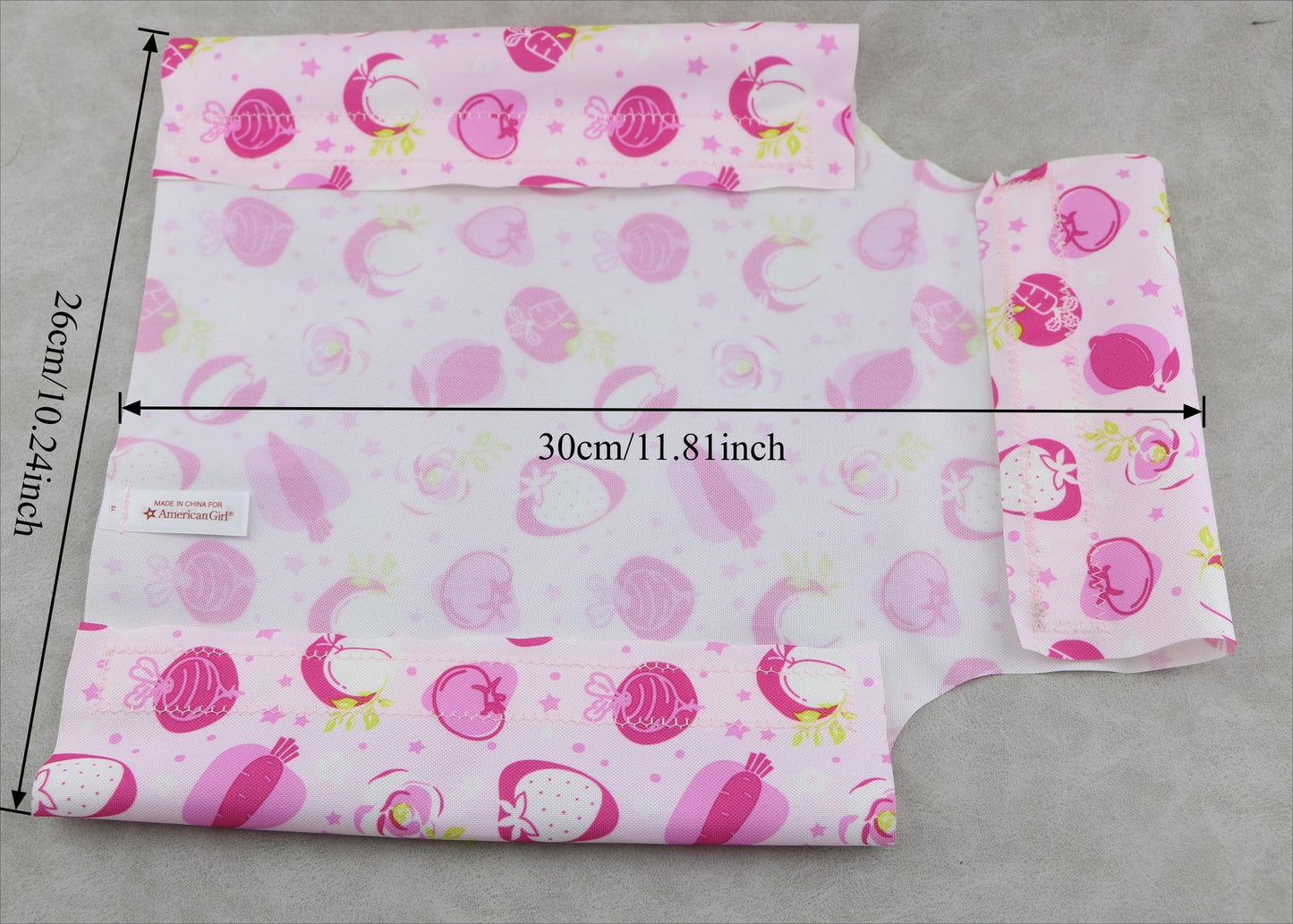 American Girl Baking Accessories Pink Fruit Print Apron | 18" Doll