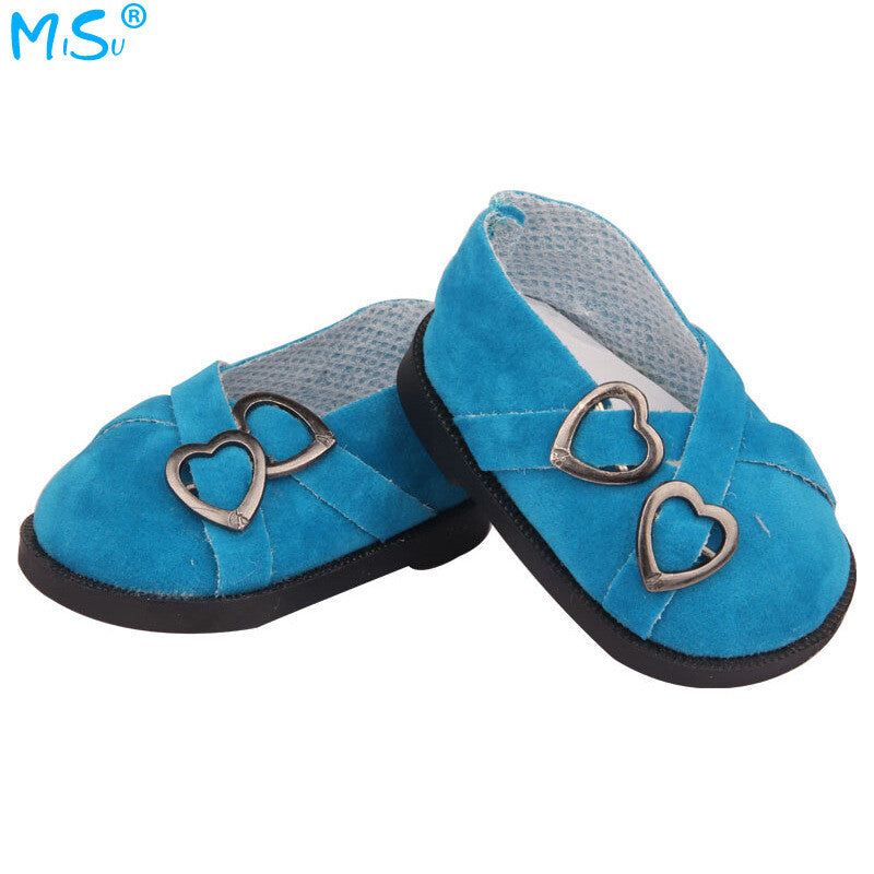 Faux Suede Double Heart Flats for 18" Dolls (Multiple Colors)