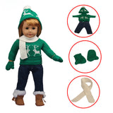 Christmas Skating Outfit Set for 18" Dolls Winter Clothes