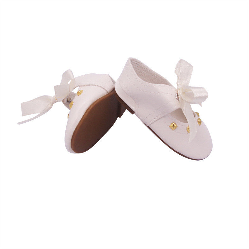 White Bow Tie Flats | Fits 18" Doll Footwear