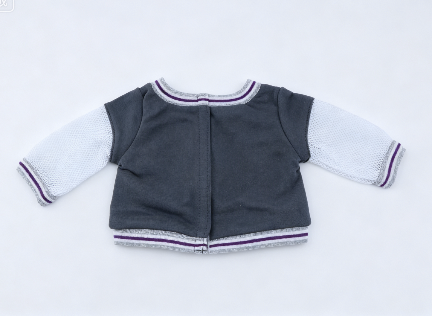 Grey Mesh Sleeve Graffiti Print Varsity Style Long Sleeve Top FOR 18'' doll