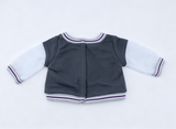 Grey Mesh Sleeve Graffiti Print Varsity Style Long Sleeve Top FOR 18'' doll