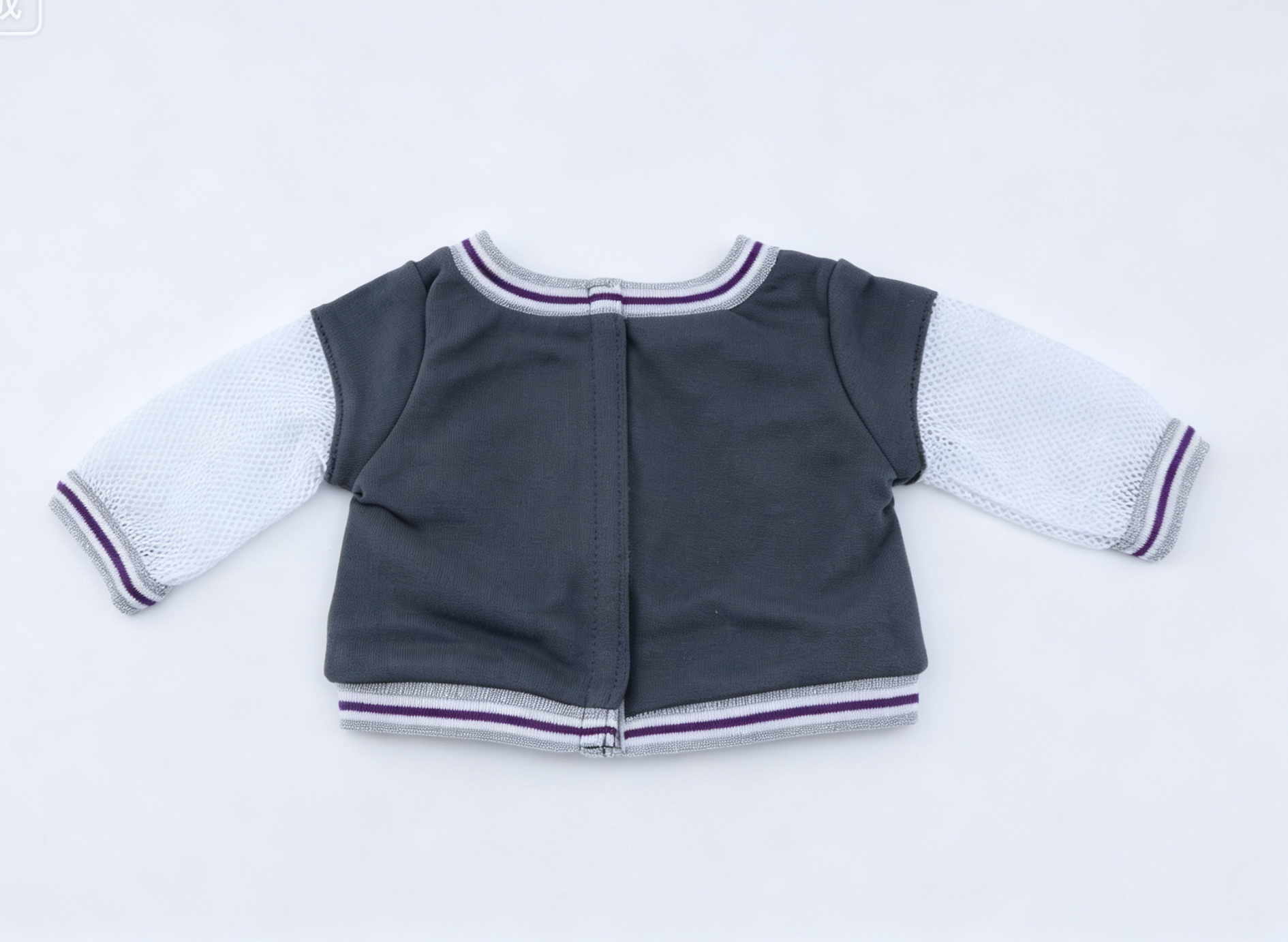 Grey Mesh Sleeve Graffiti Print Varsity Style Long Sleeve Top FOR 18'' doll