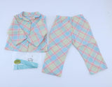 American Girl Pastel Plaid Pajama Set With Satin Headband - For 18" Dolls