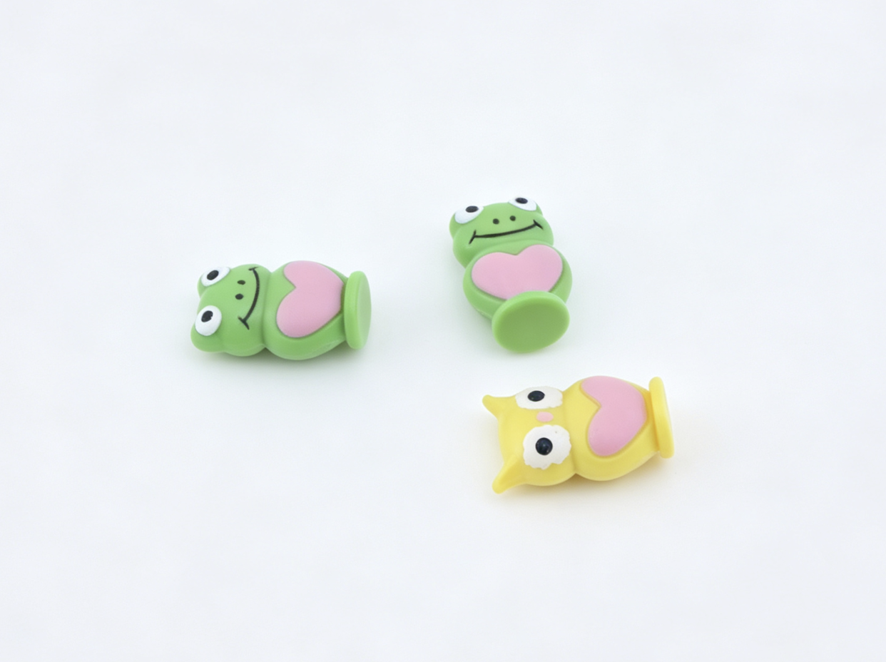 Mini Frog & Owl Figurine Set Pink Heart Base Animal Scene Prop Accessories for 18'' doll