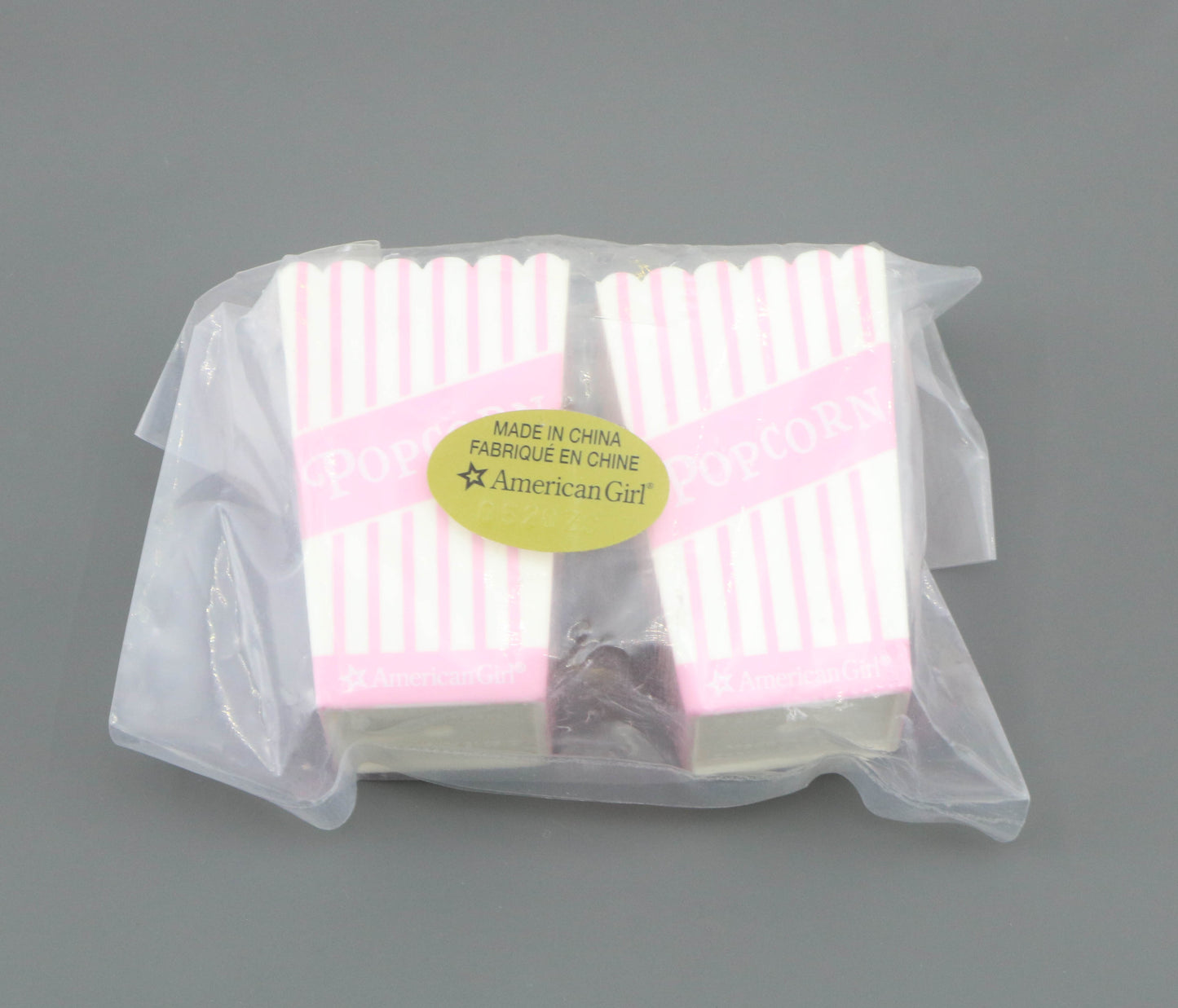 American Girl Pink Striped Popcorn Boxes tub (2pcs) From Movie Theater Snack Set - For 18" Dolls