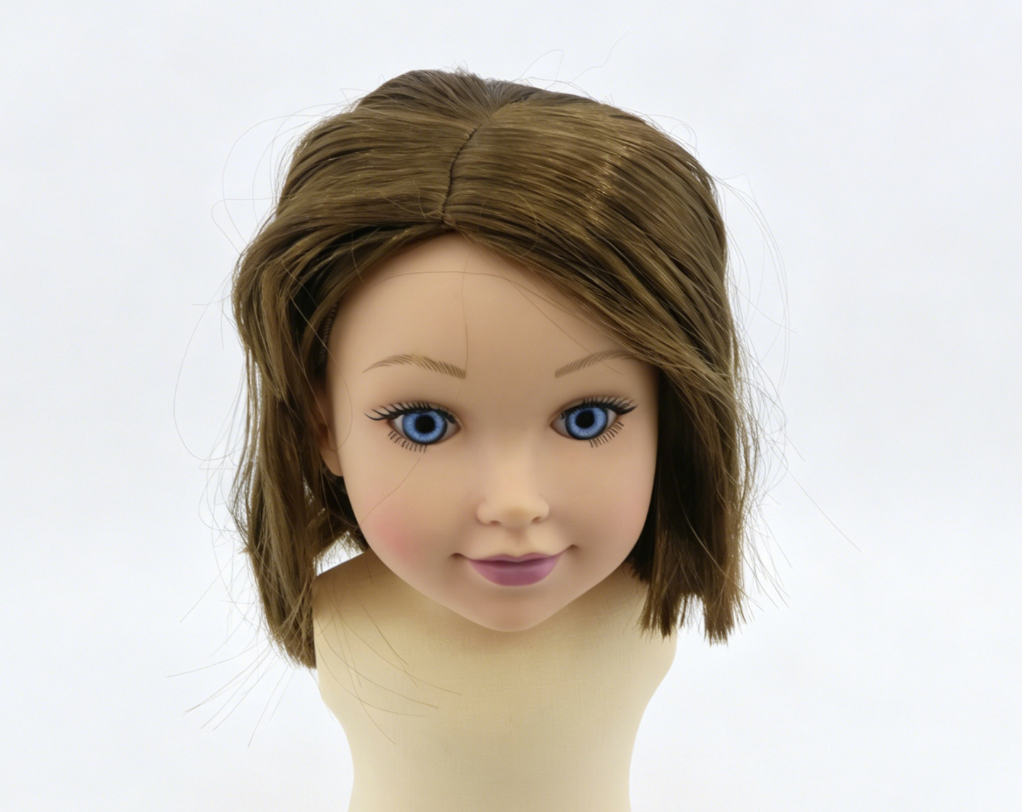 Medium Brown Middle Part Straight Bob Wig With 8cm Inner Diameter For Fashion Girl Doll | Synthetic Doll Replacement Hair Accessory