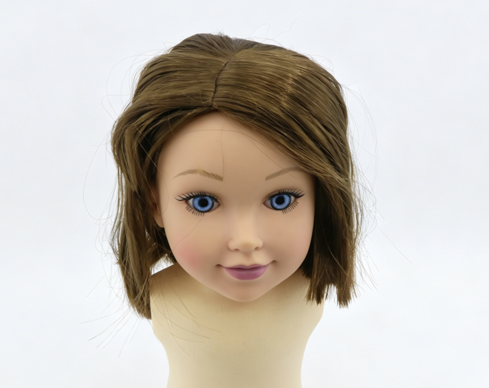 Medium Brown Middle Part Straight Bob Wig With 8cm Inner Diameter For Fashion Girl Doll | Synthetic Doll Replacement Hair Accessory