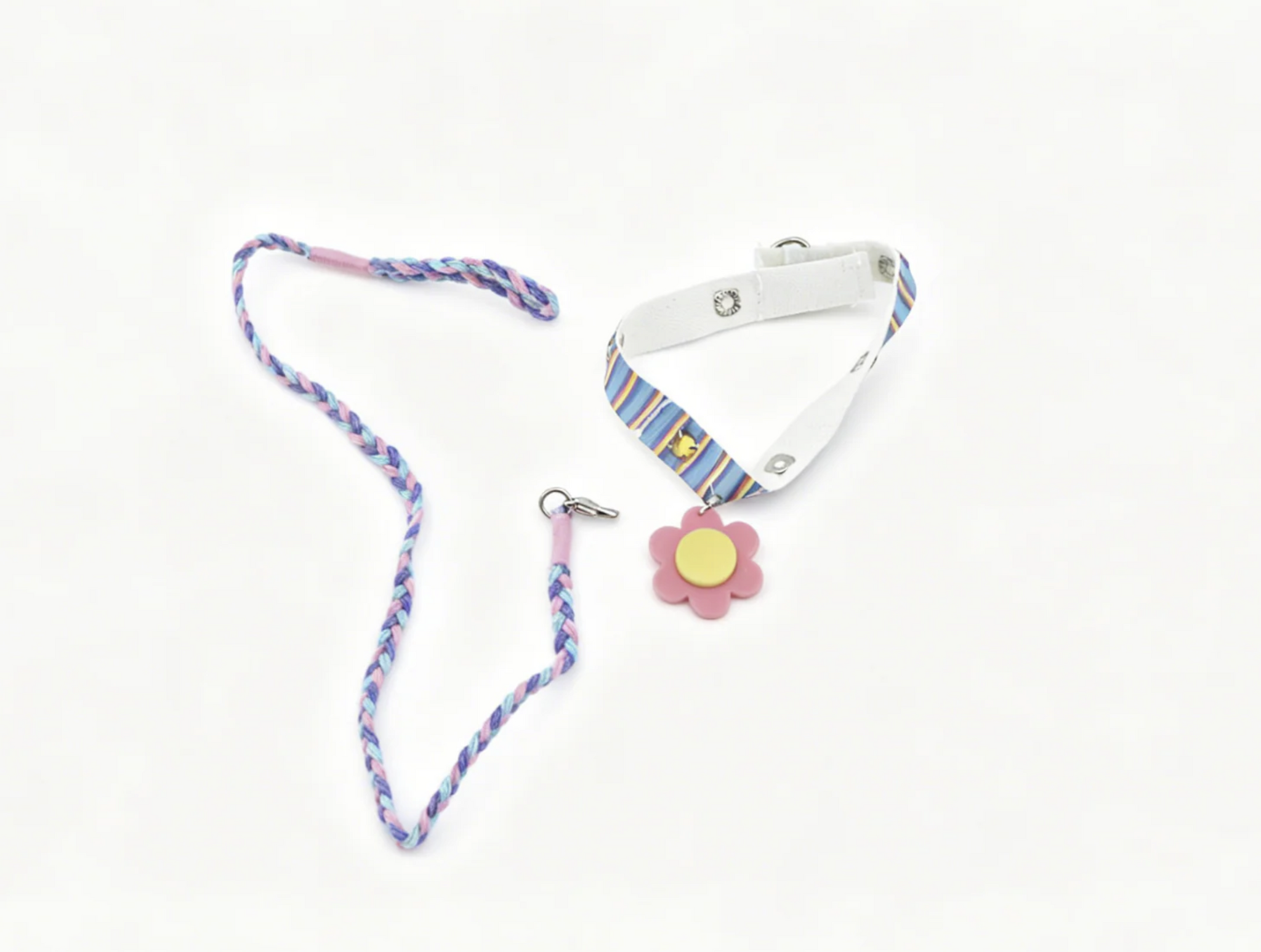 Striped Flower Dog Collar & Leash Set for 18'' doll Pet