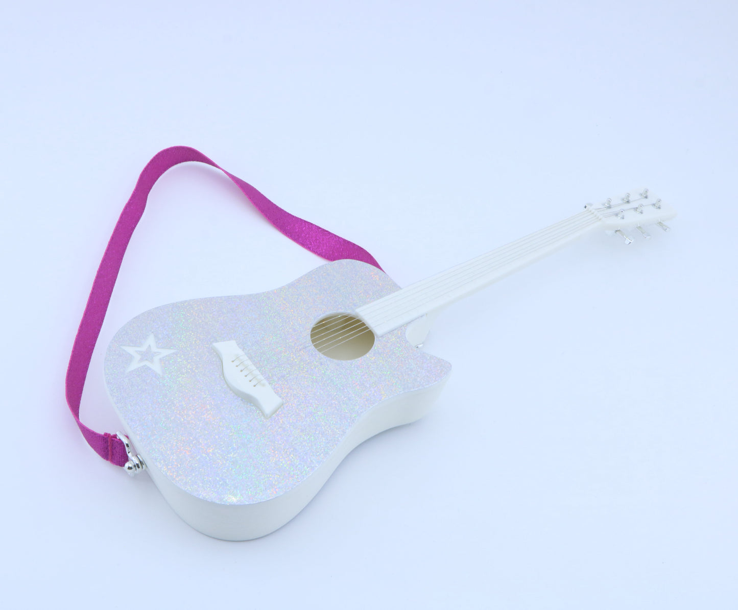 American Girl Iridescent Glitter Star Acoustic Guitar With Magenta Strap – For 18" Dolls