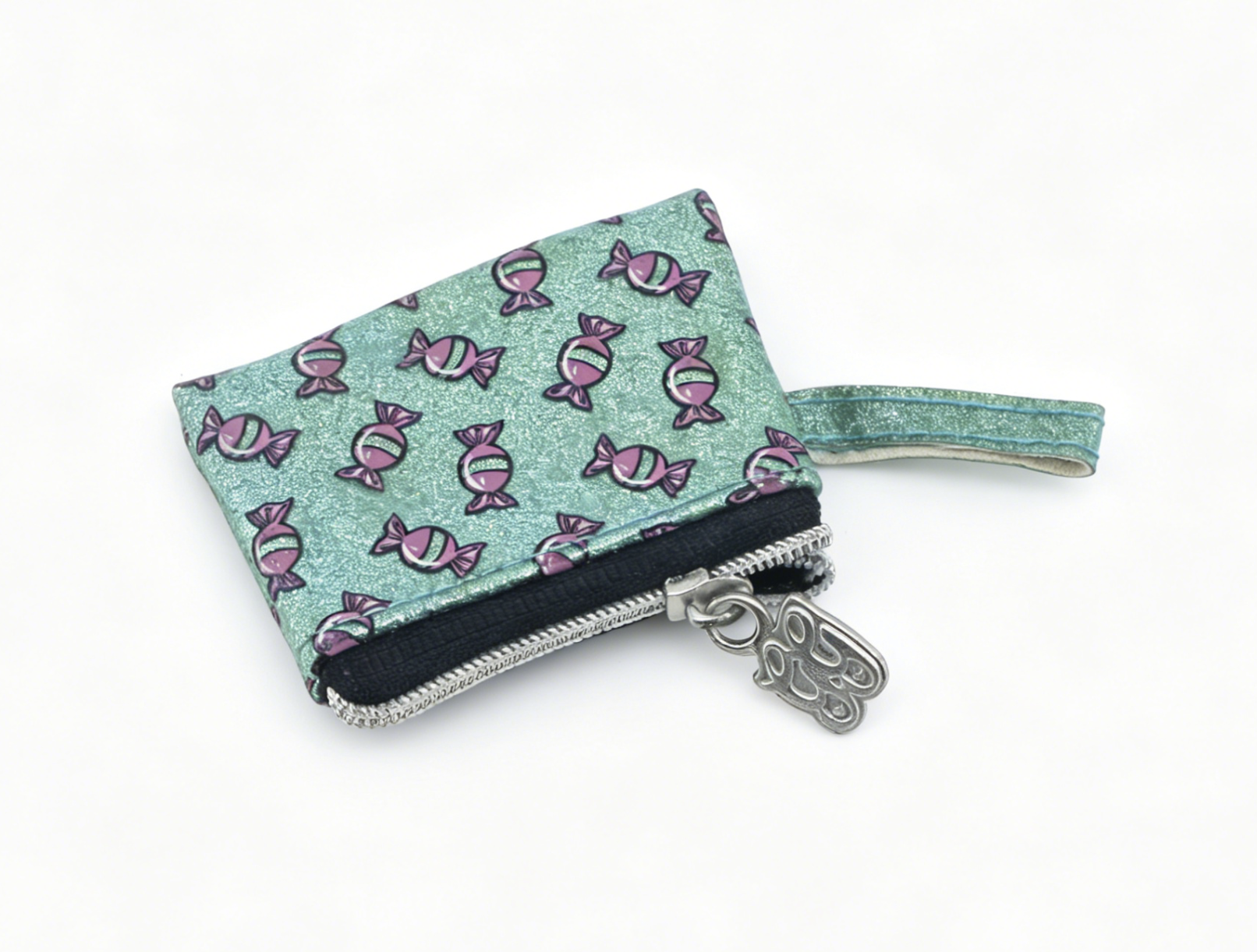 Glitter Green Mini Candy Print Zipper Coin Purse Accessory For 18-Inch Dolls