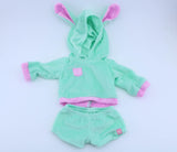 Authentic American Girl Mint Green Bunny Hooded Pajama Set for 18'' Doll