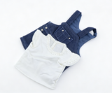 White Lace Ruffle Cap Sleeve Tank Top & Dark Denim Short Overalls 2-Piece Summer Outfit Set For 18-Inch Dolls