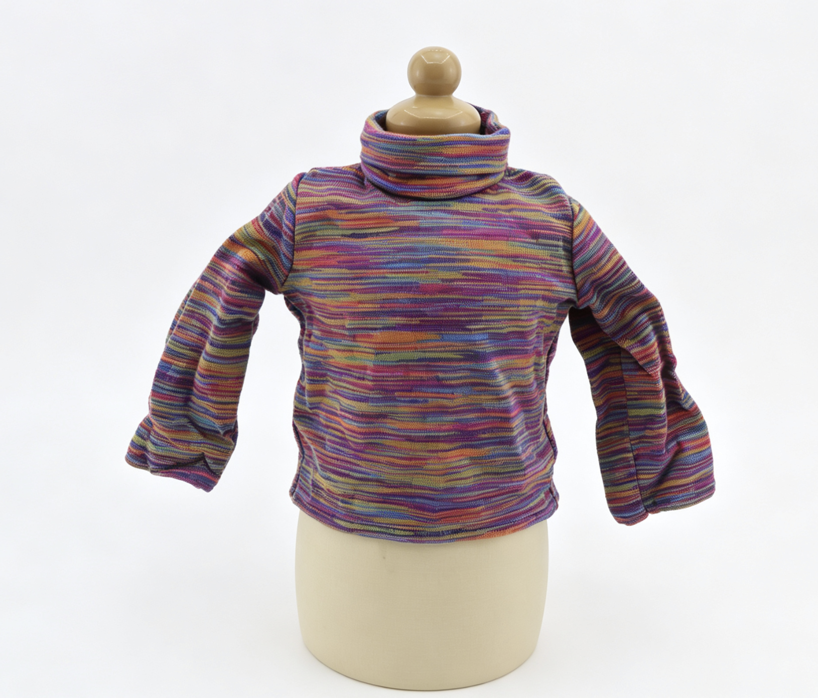 Multicolor Rainbow Striped Turtleneck Knit Long Sleeve Top Casual Daily Outfit for 18‘’ Doll