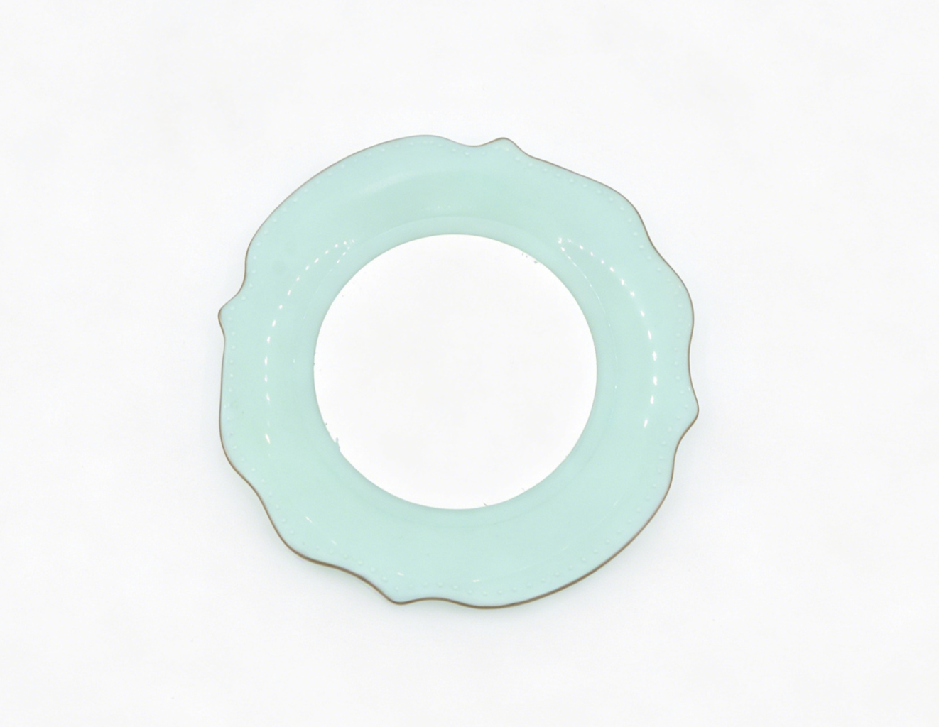 Mint Green Scalloped Dot Rim Mini Dinner Plate Pretend Tableware FOR 18'' DOLL | Doll Dining Kitchen Accessory