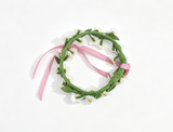 Daisy Flower Wreath Headband With Pink Ribbon Outdoor Floral Accessory for 18'' Doll Picnic Dress Up Play