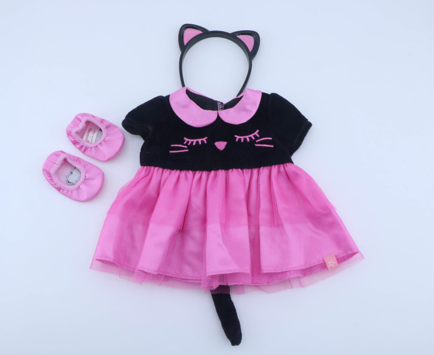 American Girl Black & Pink Cat Costume Dress With Headband & Shoes - For 18" Dolls