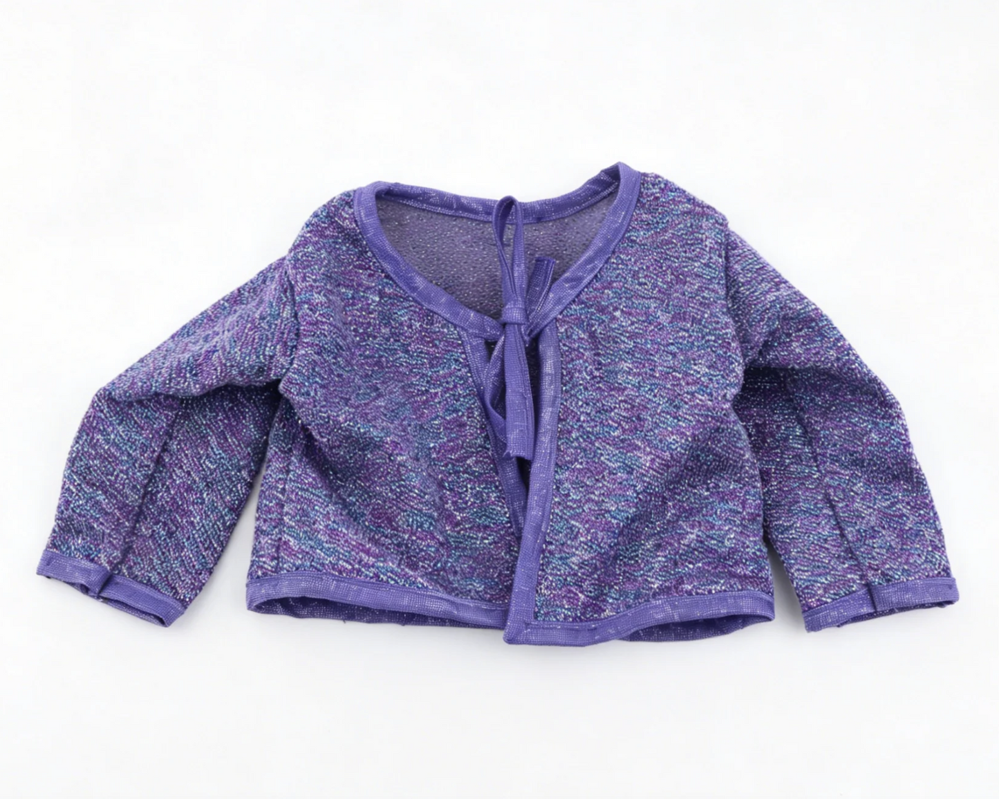 Isabel Hoffman Purple Sparkle Tie Front Cardigan - From Year 2000 Millennium Outfit Set For 18" Dolls