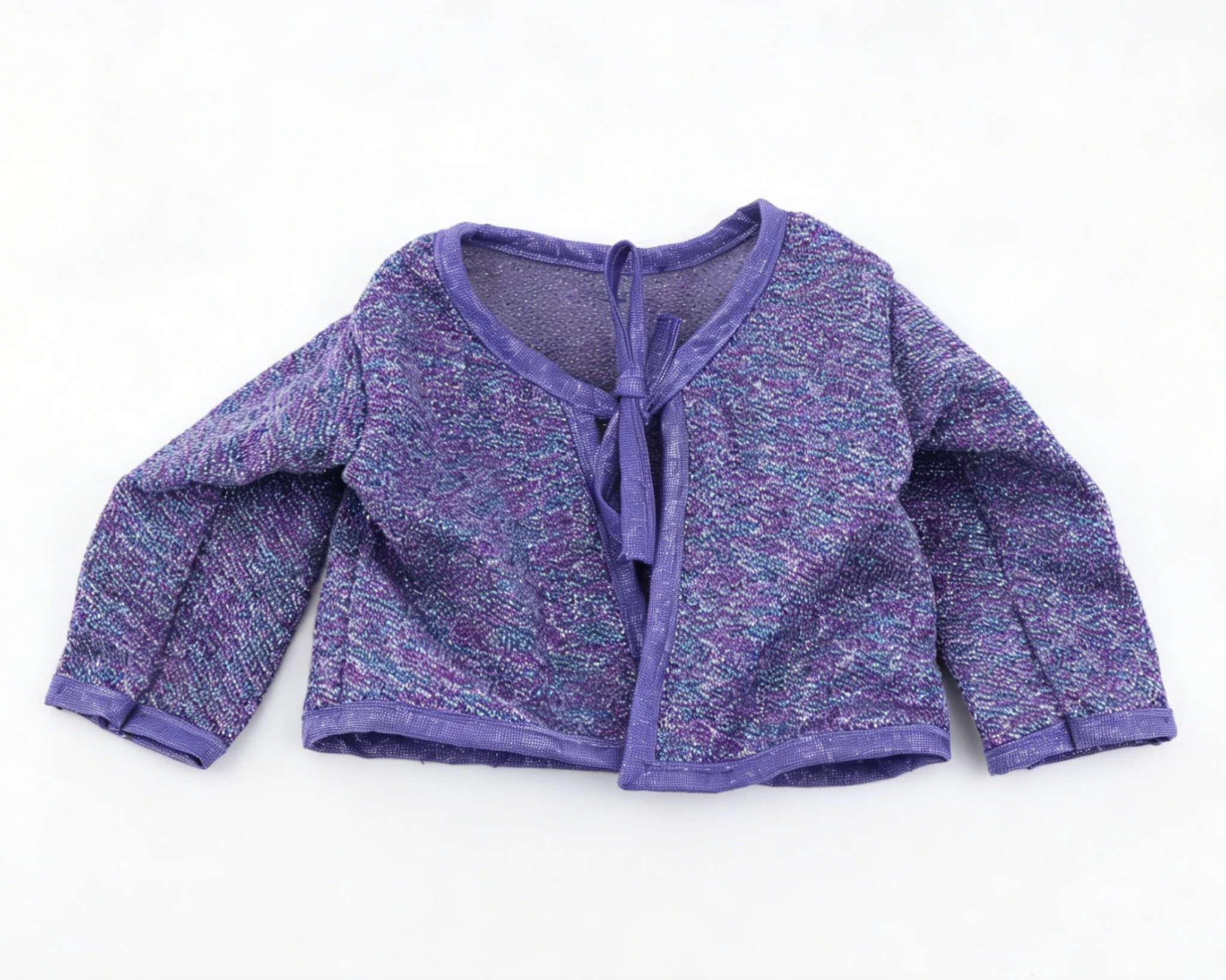 Isabel Hoffman Purple Sparkle Tie Front Cardigan - From Year 2000 Millennium Outfit Set For 18" Dolls