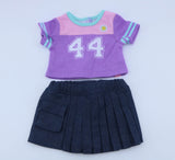 American Girl Purple "44" Sporty Top & Denim Pleated Skirt Set - For 18" Dolls