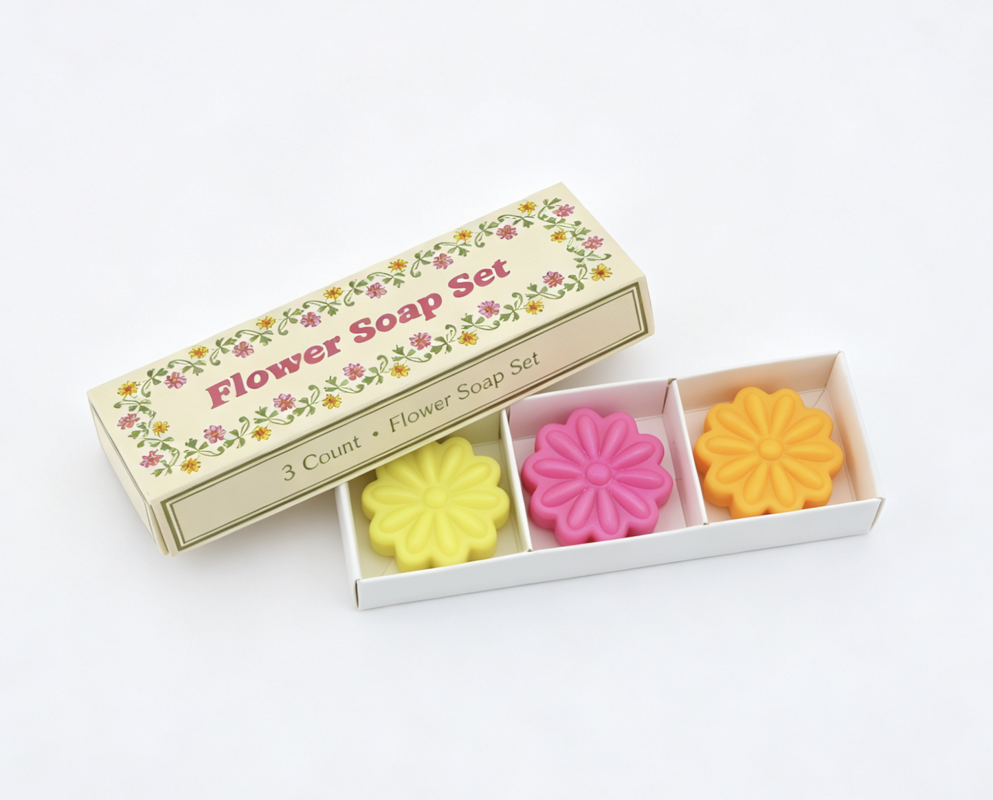 3 Count Colorful Flower Soap Box Set for 18'' Doll Retro 70s Groovy Bathroom Pretend Play