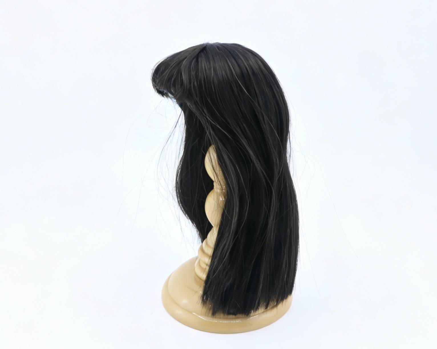 Dark Tea Brown Straight Long Wig With Bangs For 14'' Fashion Girl Doll | Synthetic Doll Replacement Hair Accessory