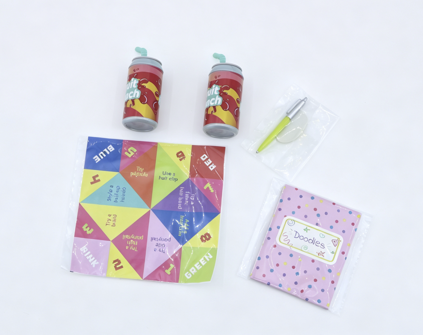 Sleepover Party Accessory Set Drink & Notebook Prop for 18'' DOLL