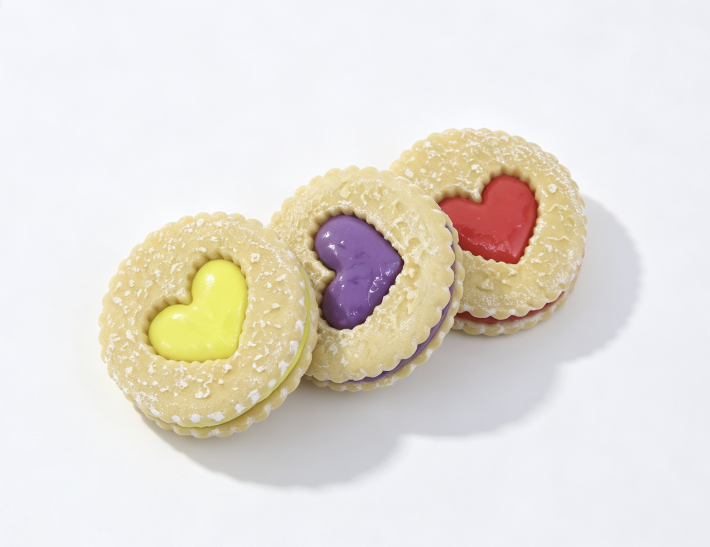 3 Pcs Heart Filled Sandwich Cookie Simulation Food Prop for 18'' Doll Bakery Kitchen Pretend Play